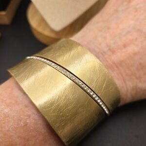Gold Cuff Bracelet with Rhinestone Accent (2125)
